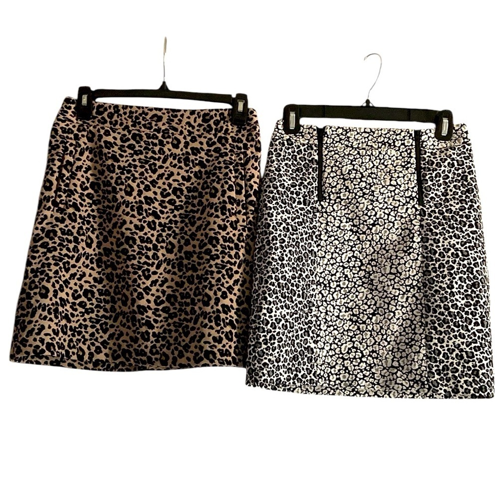 Leopard Print Mini Skirt - Black and Brown